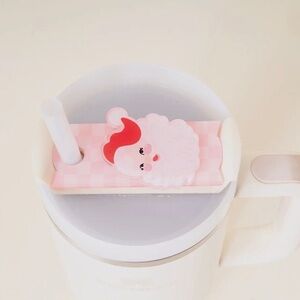 Santa Mug Cover with Straw Holder - Pink